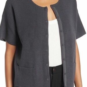Eileen Fisher Gray Silk Blend Cardigan Sweater M